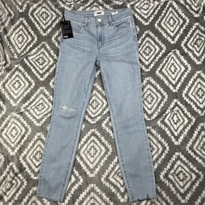 Paige Jeans Size 27 Blue Light-Wash 5-Pocket Distressed Raw Hem Hoxton Ankle NWT